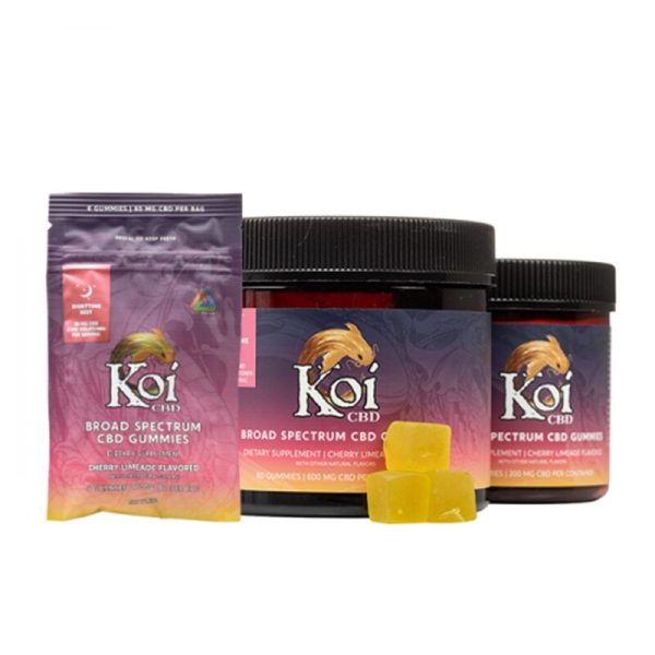 Koi CBD Nighttime Rest Gummies – Organic Hemp & Melatonin Blend for Relaxation and Sleep, Cherry Limeade Flavor, Allergen-Free, Vegan, Available in Multiple Sizes
