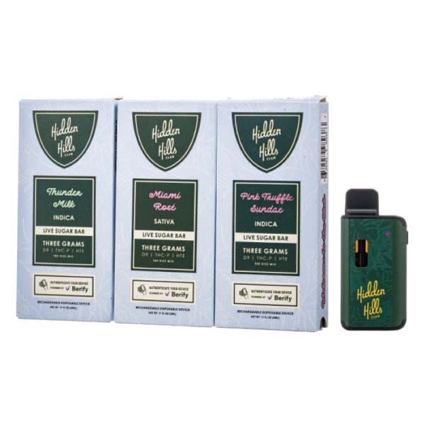 Hidden Hills Live Sugar Bar HTE: Sleek THC Disposable Vape with 3g Live Resin and Fast USB-C Charging