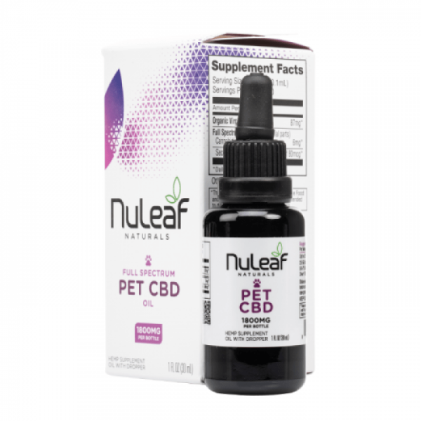 NuLeaf Naturals Full Spectrum Hemp CBD Pet Oil – Available in 300mg, 900mg, 1800mg, Organic, CO2 Extracted, Made for Pets