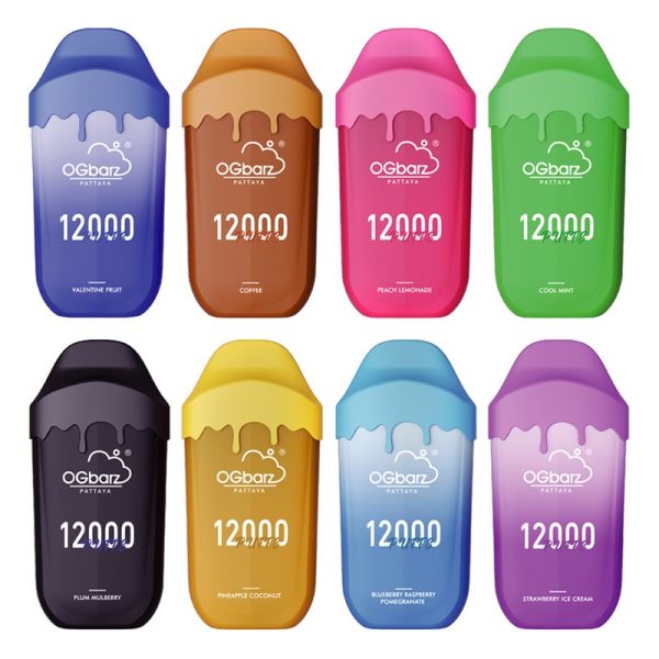 OGbarz Pattaya 12000 Disposable Vape – 18ml Pre-Filled, 12000 Puffs with Rechargeable Battery and Mesh Coil