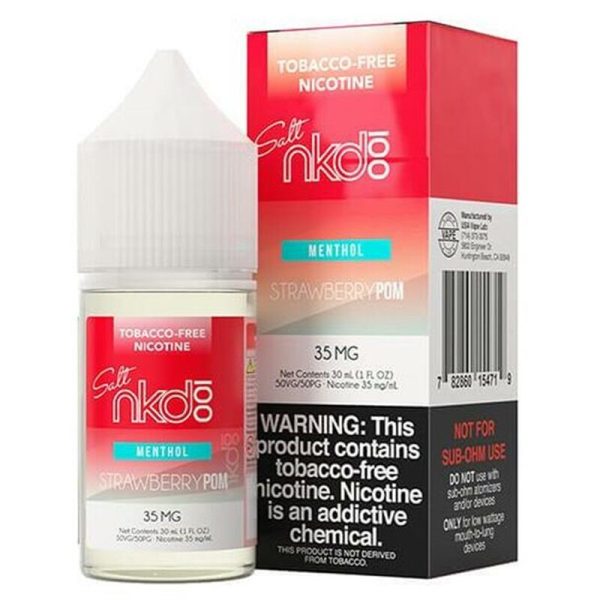 Naked 100 Strawberry Pom Tobacco-Free Nic Salt E-Juice 30ml – Refreshing Fruit Blend with Menthol