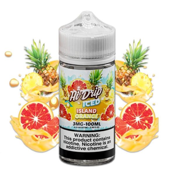Hi Drip Iced Island Orange E-Juice 100ml – Exotic Blood Orange and Tropical Pineapple with a Hint of Mint Flavor Vape Juice