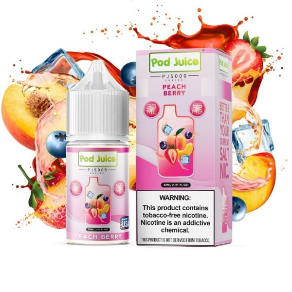 Pod Juice PJ5000 Peach Berry Nic Salt Vape Juice 30ml