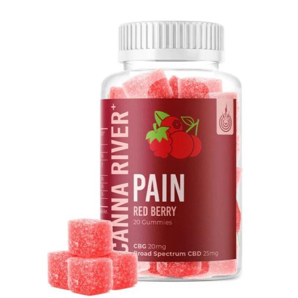 Canna River CBD Red Berry Broad Spectrum Pain Gummies 400mg CBD | THC Free | Non-GMO | Third Party Tested
