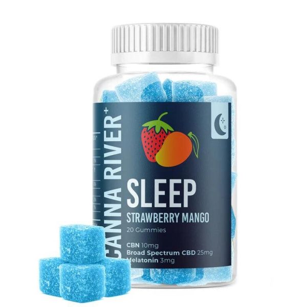 Canna River CBD Strawberry Mango Broad Spectrum Sleep Gummies 400mg | CBN | Melatonin | THC Free | Third Party Tested