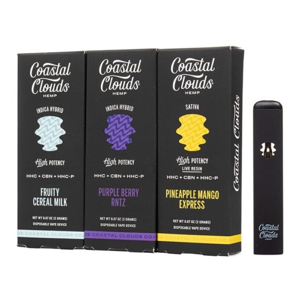 Coastal Clouds Live Resin HHC Blend Disposable Vape – 2000mg HHC, Natural Ingredients, Rechargeable, THC <0.3%, Multiple Flavors