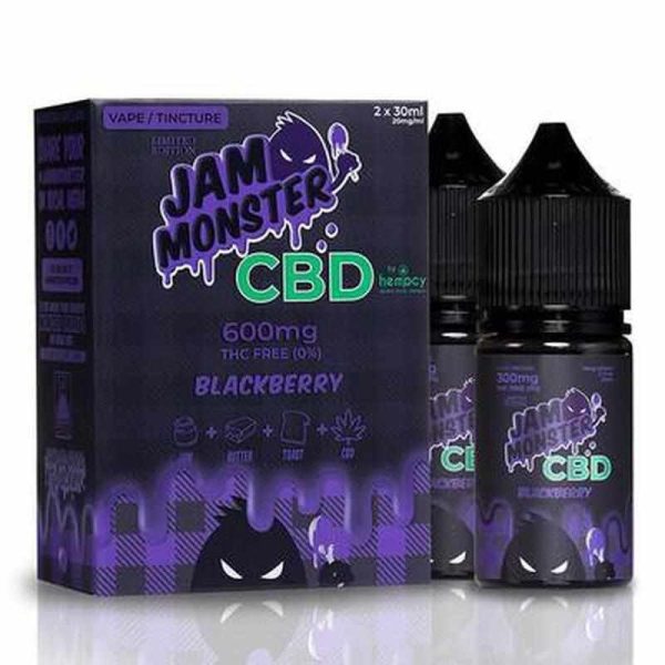 Jam Monster Blackberry CBD E-juice: 2x30ml, THC-Free – Rich Blackberry Jam and Buttered Toast Flavor, Perfect for Low to Mid Wattage Vaping