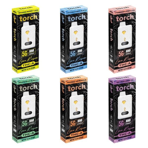 Torch Live Rosin THC-A Disposable Vape – 5g, Button-Activated, Ceramic Coil, Preheat Function, Type-C Charging